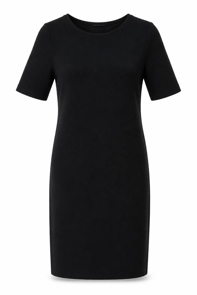 Front view of Dorothy Perkins women’s black polyester bodycon, size UK 12, round neck pullover