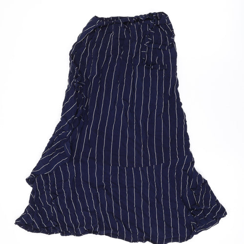 Baukjen Womens Blue Striped Viscose Swing Skirt Size 14 Tie