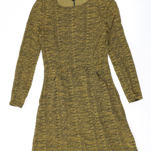 H&M Womens Yellow Polyester Sheath Size S Scoop Neck Pullover