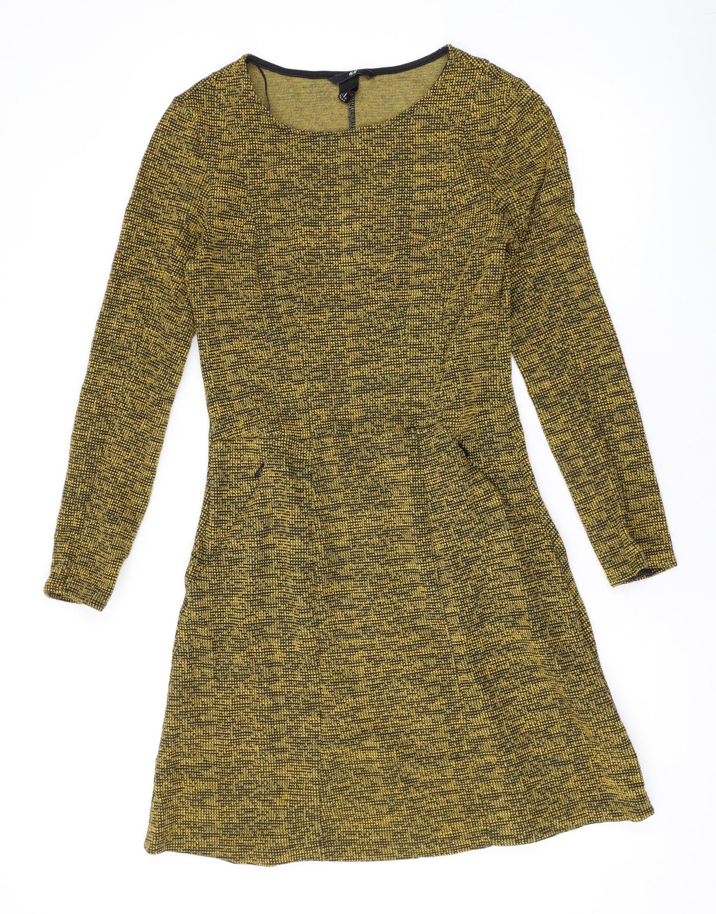 H&M Womens Yellow Polyester Sheath Size S Scoop Neck Pullover