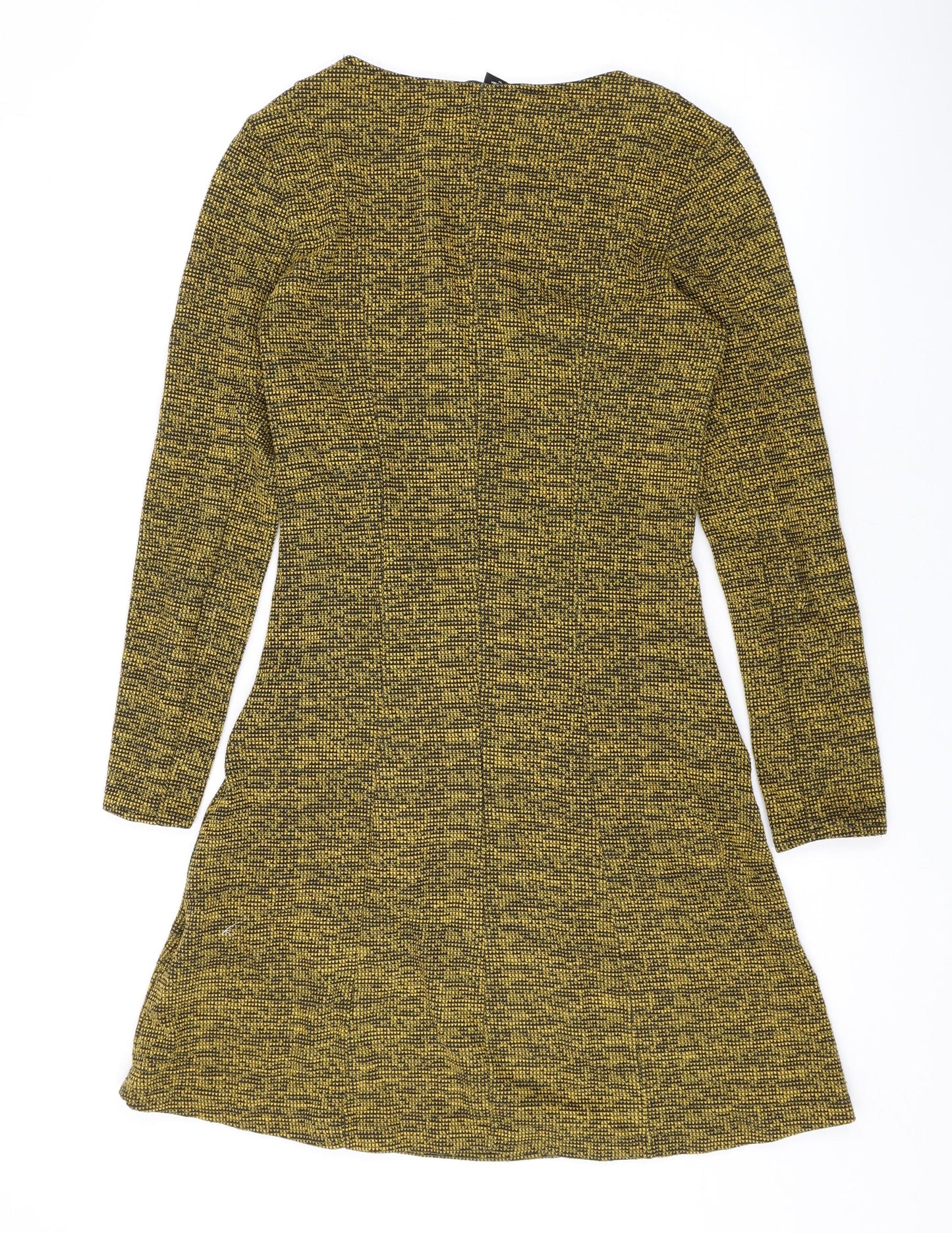 H&M Womens Yellow Polyester Sheath Size S Scoop Neck Pullover