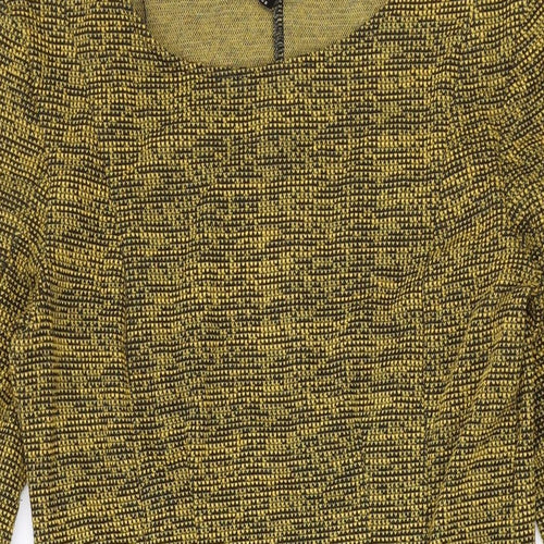 H&M Womens Yellow Polyester Sheath Size S Scoop Neck Pullover