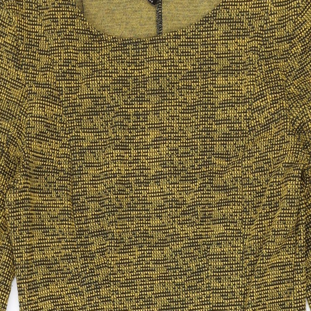 H&M Womens Yellow Polyester Sheath Size S Scoop Neck Pullover