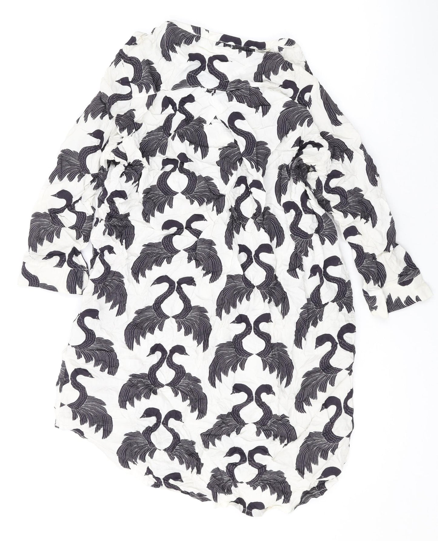 Twisted Muse Womens White Geometric Viscose Basic Button-Up Size XS V-Neck