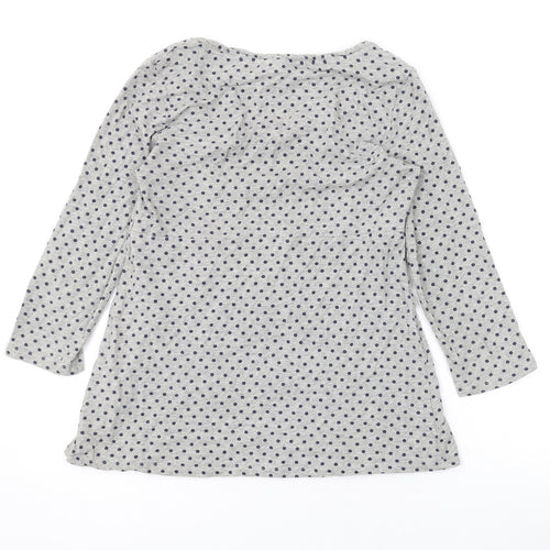 Boden Womens Grey Polka Dot Cotton Basic T-Shirt Size 10 Scoop Neck