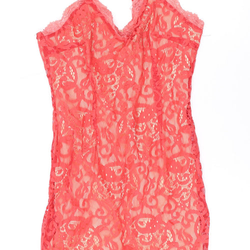 Missguided Womens Pink Geometric Polyester Mini Size 12 V-Neck Zip