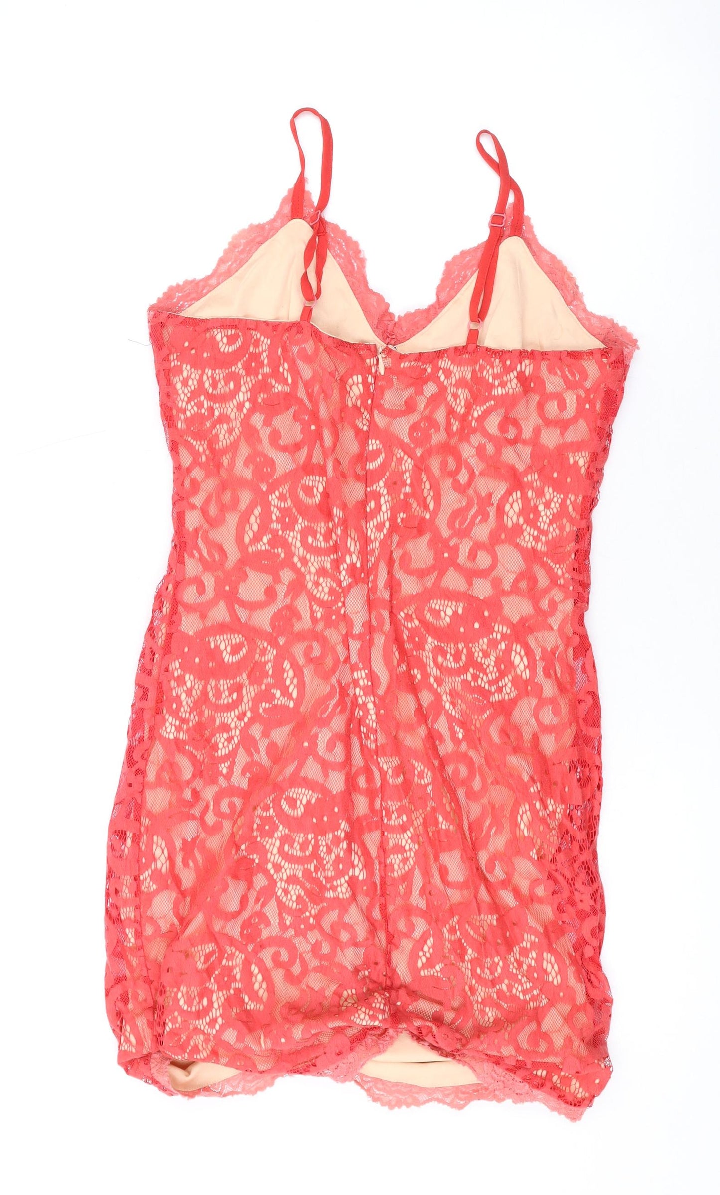 Missguided Womens Pink Geometric Polyester Mini Size 12 V-Neck Zip