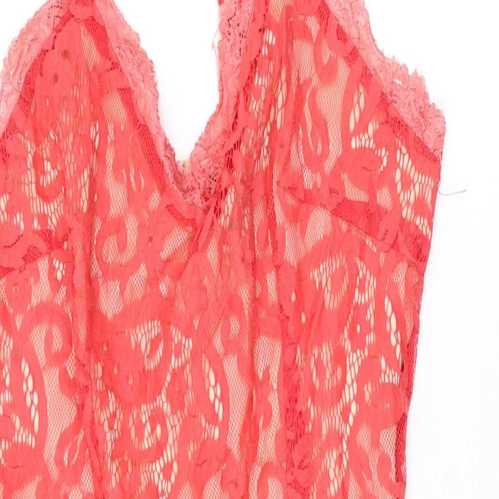 Missguided Womens Pink Geometric Polyester Mini Size 12 V-Neck Zip