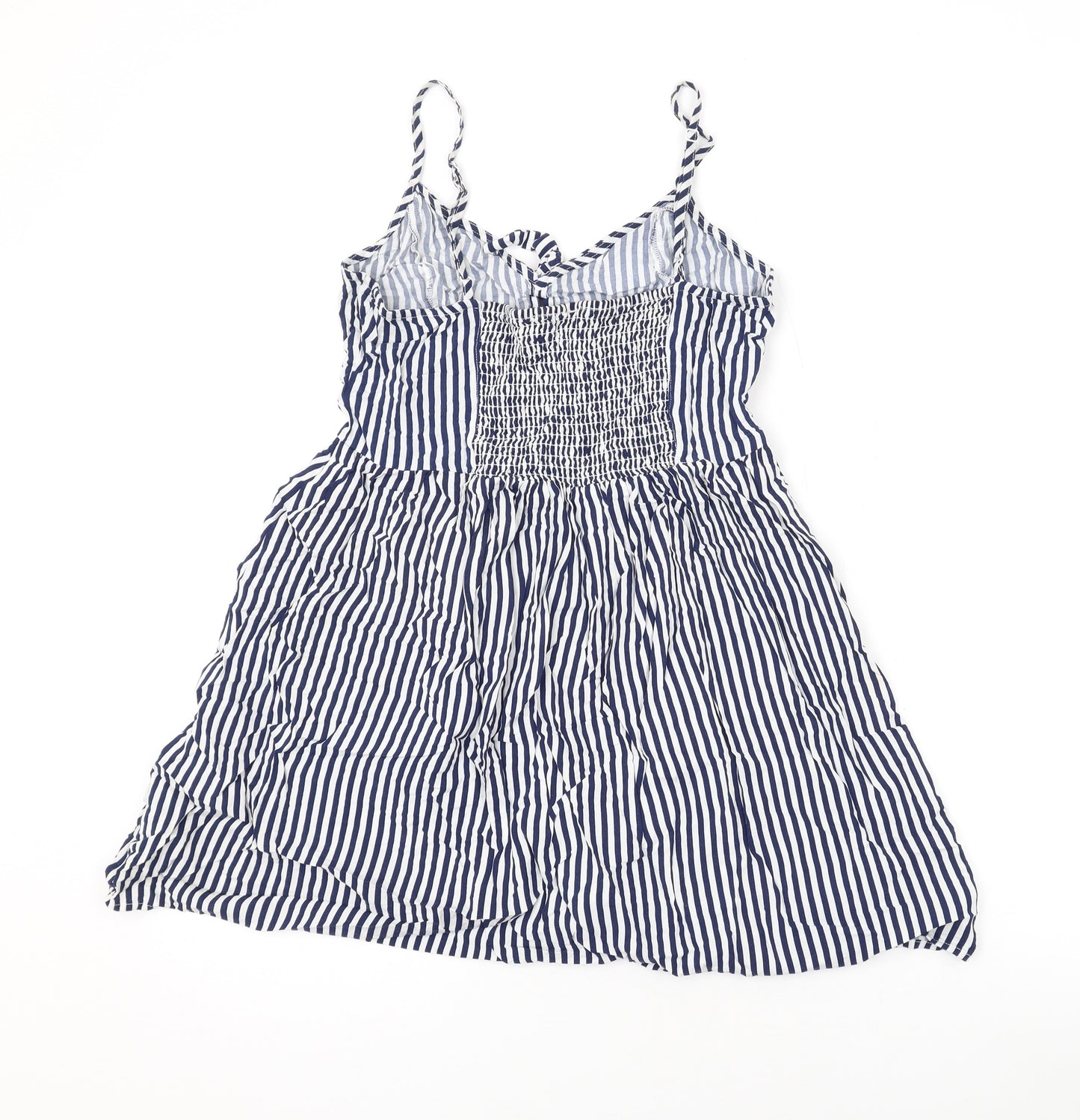 Divided by H&M Womens Blue Striped Viscose A-Line Size 12 V-Neck Pullover