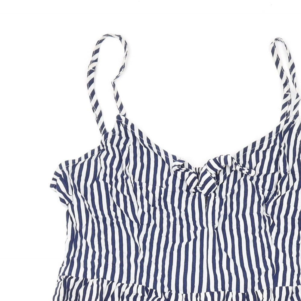 Divided by H&M Womens Blue Striped Viscose A-Line Size 12 V-Neck Pullover