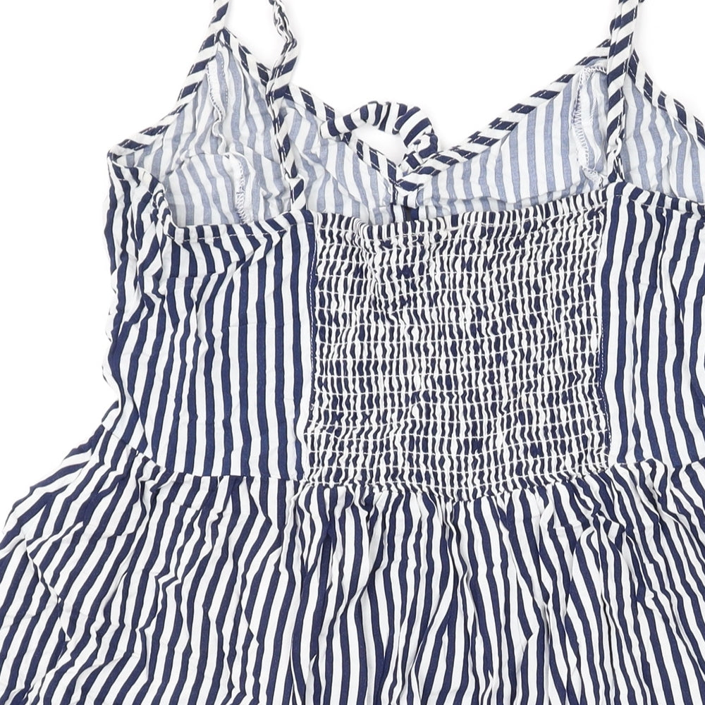 Divided by H&M Womens Blue Striped Viscose A-Line Size 12 V-Neck Pullover