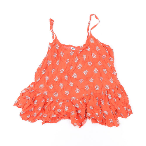 Old Navy Womens Orange Floral Viscose Camisole Tank Size S Scoop Neck
