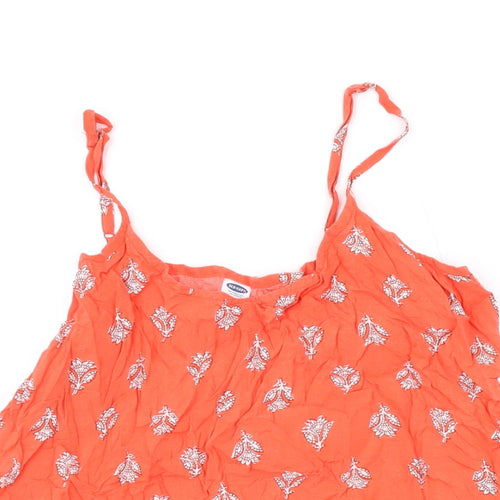 Old Navy Womens Orange Floral Viscose Camisole Tank Size S Scoop Neck