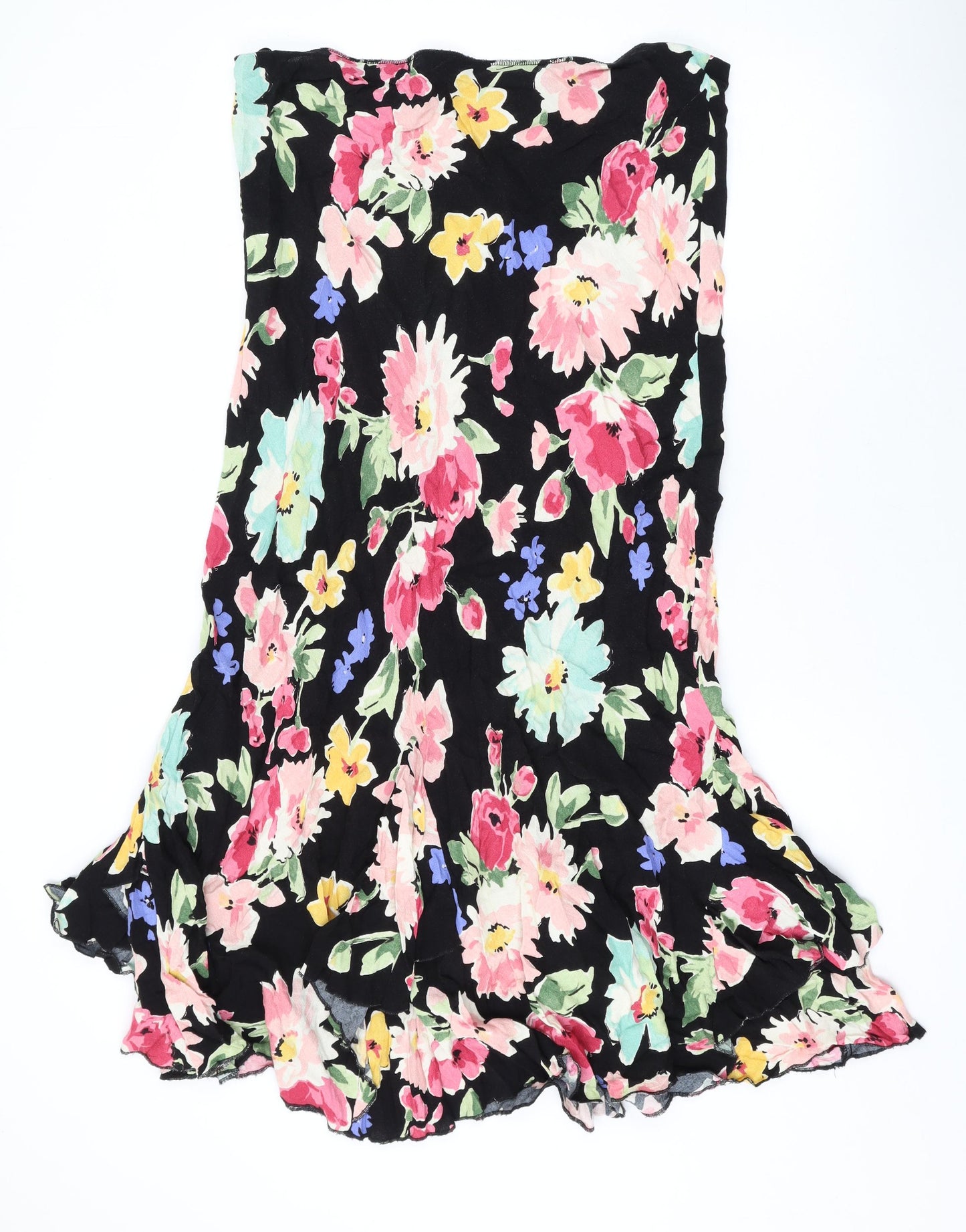 Marks and Spencer Womens Black Floral Viscose Swing Skirt Size 18