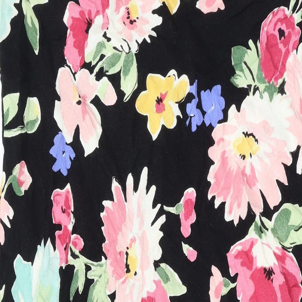 Marks and Spencer Womens Black Floral Viscose Swing Skirt Size 18