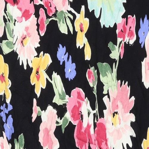 Marks and Spencer Womens Black Floral Viscose Swing Skirt Size 18