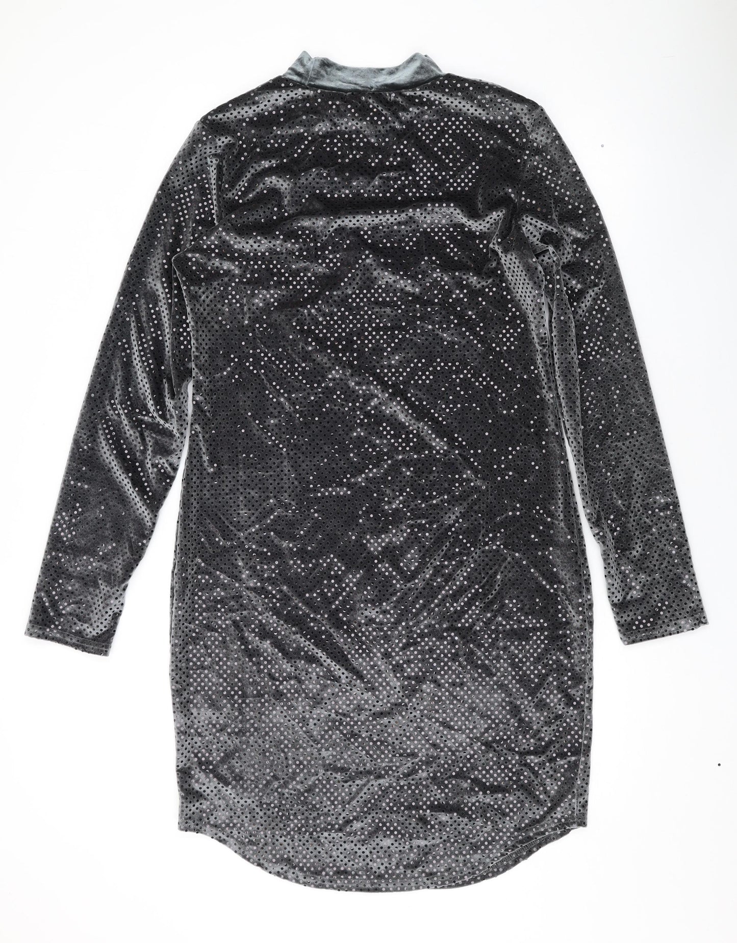 Deuvre Womens Green Polka Dot Polyester A-Line Size 14 Mock Neck Pullover