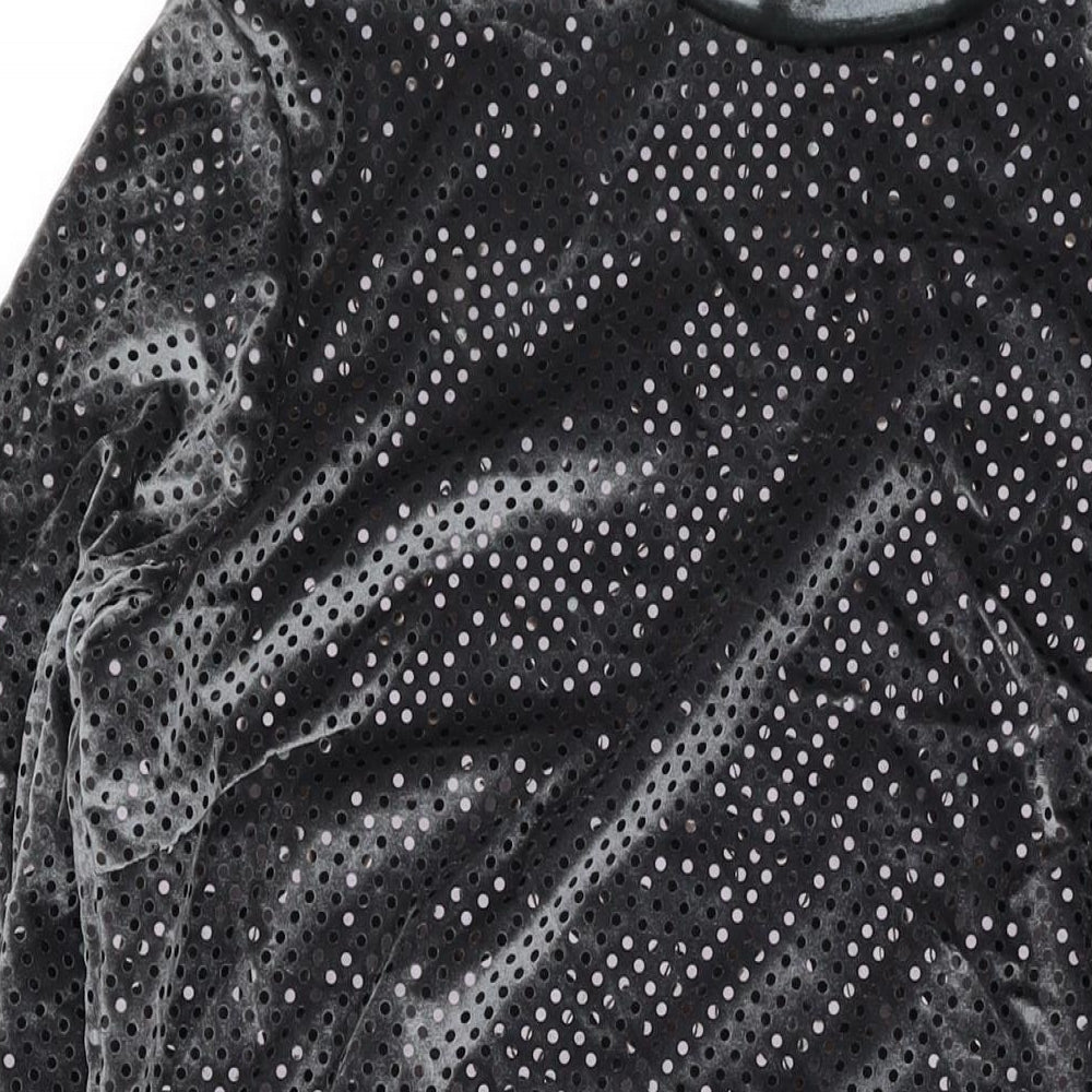 Deuvre Womens Green Polka Dot Polyester A-Line Size 14 Mock Neck Pullover