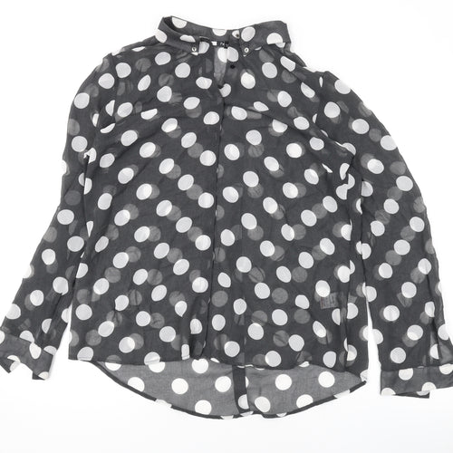 NEXT Womens Green Polka Dot Polyester Basic Button-Up Size 16 Collared