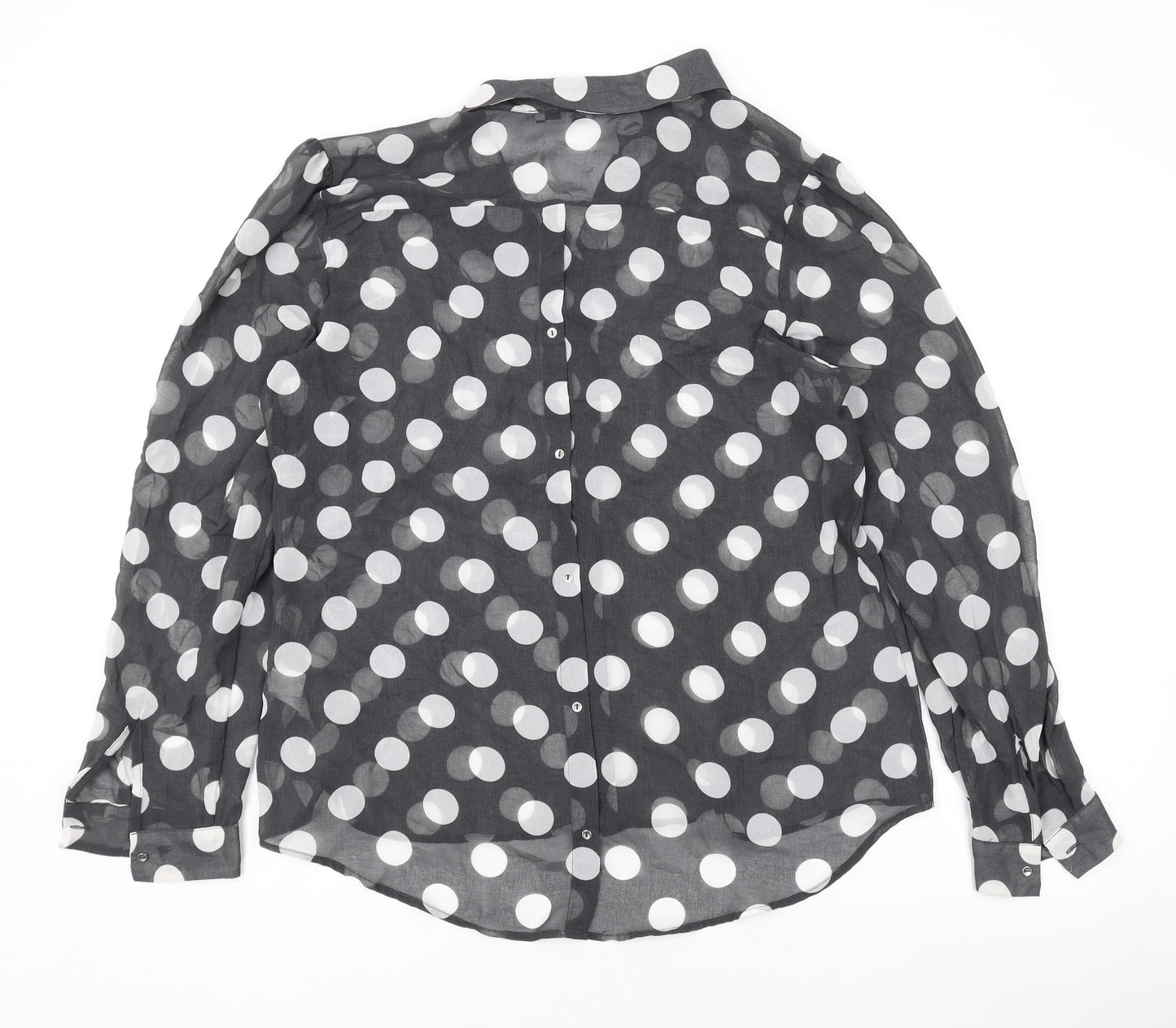 NEXT Womens Green Polka Dot Polyester Basic Button-Up Size 16 Collared