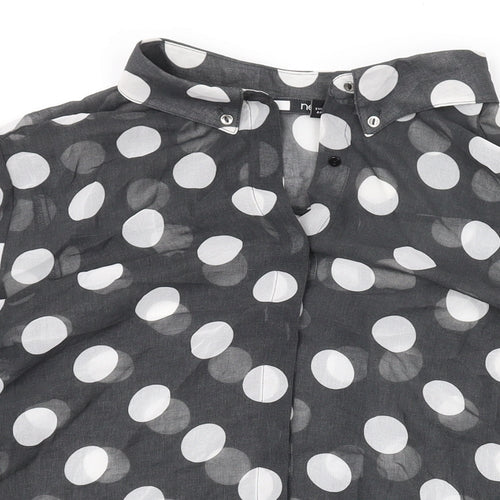 NEXT Womens Green Polka Dot Polyester Basic Button-Up Size 16 Collared