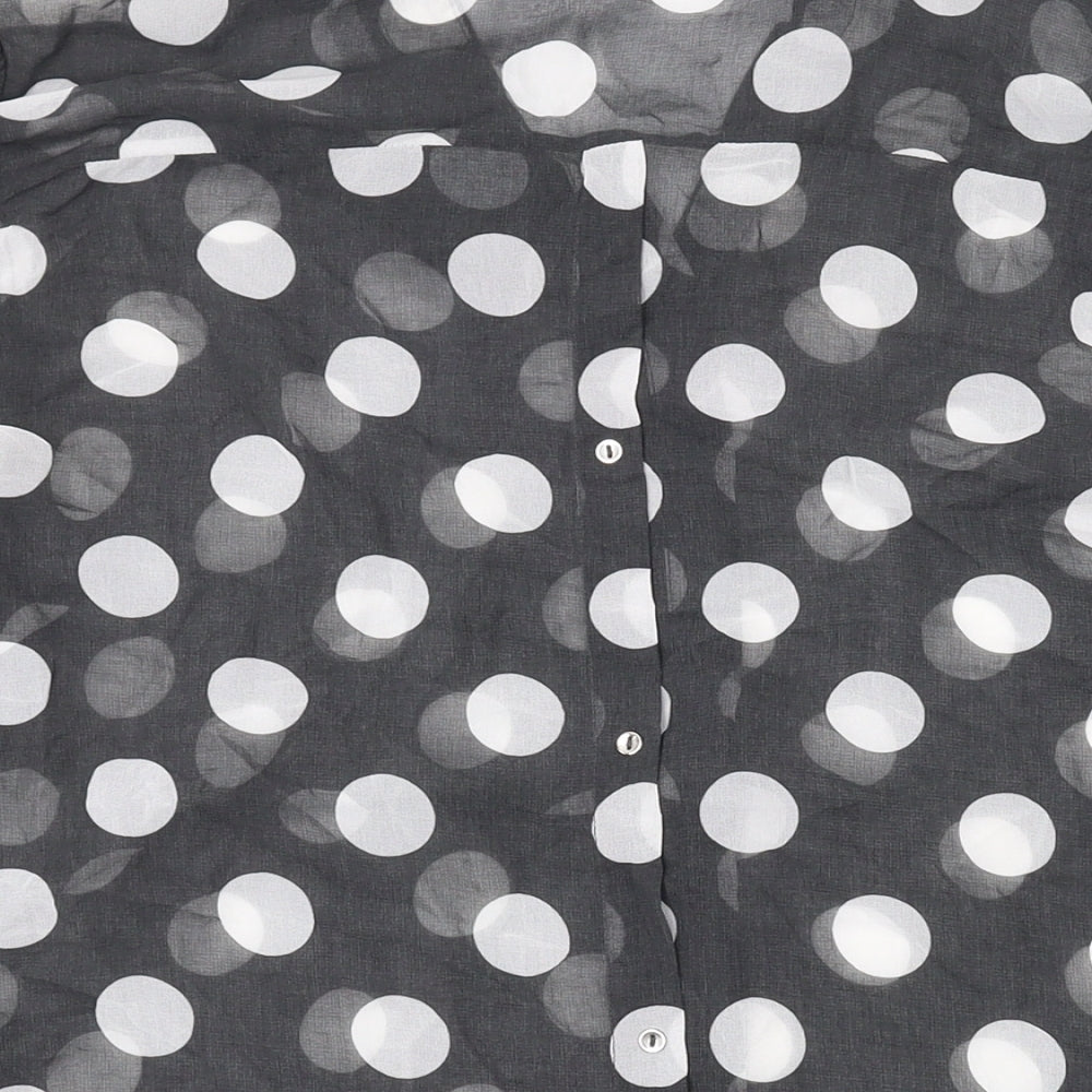 NEXT Womens Green Polka Dot Polyester Basic Button-Up Size 16 Collared