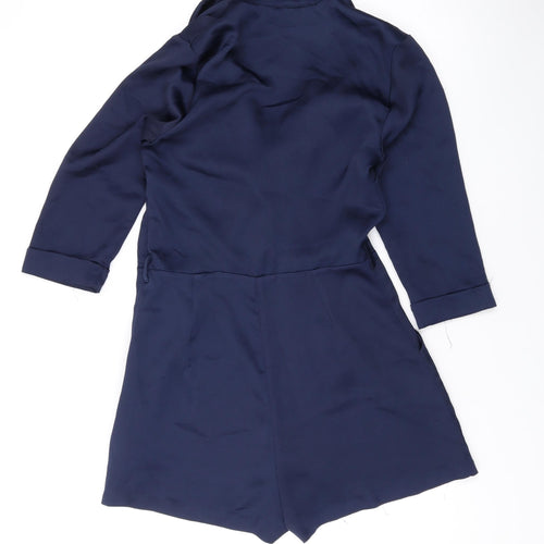 New Look Womens Blue Polyester Playsuit One-Piece Size 8 Snap