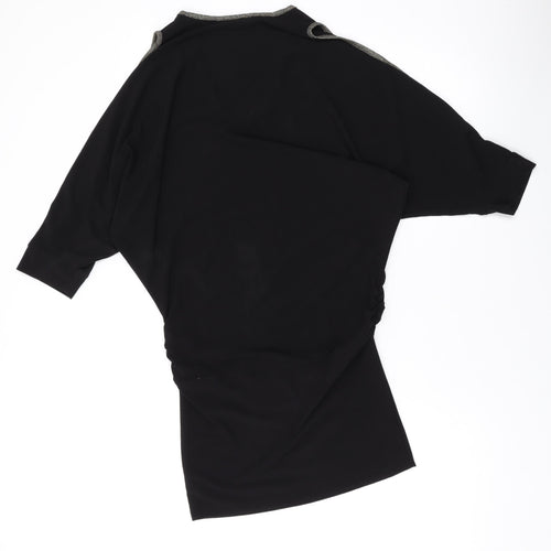 Rinascimento Womens Black Polyester Basic T-Shirt Size S Round Neck