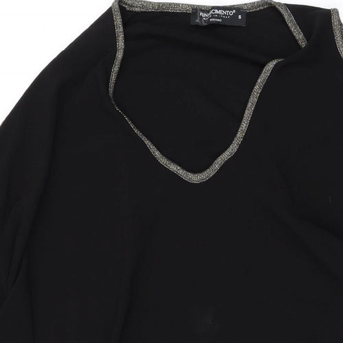 Rinascimento Womens Black Polyester Basic T-Shirt Size S Round Neck