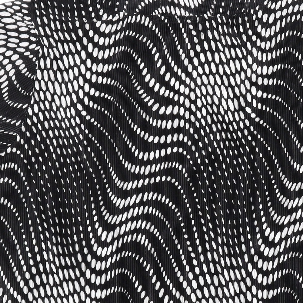 Alexara Womens Black Geometric Polyester Basic T-Shirt Size 16 Scoop Neck