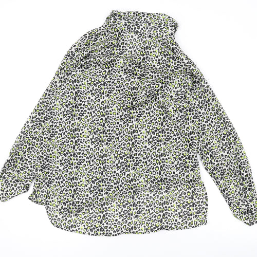 Zara Womens Yellow Animal Print Polyester Basic Blouse Size S V-Neck