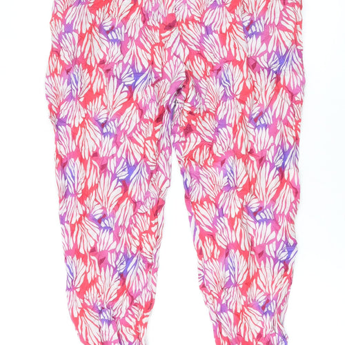 Trussardi Womens Pink Geometric Viscose Trousers Size 14 L23 in Regular Zip