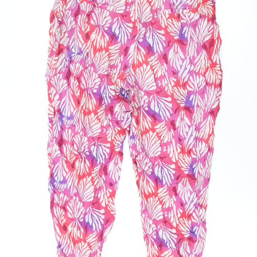 Trussardi Womens Pink Geometric Viscose Trousers Size 14 L23 in Regular Zip