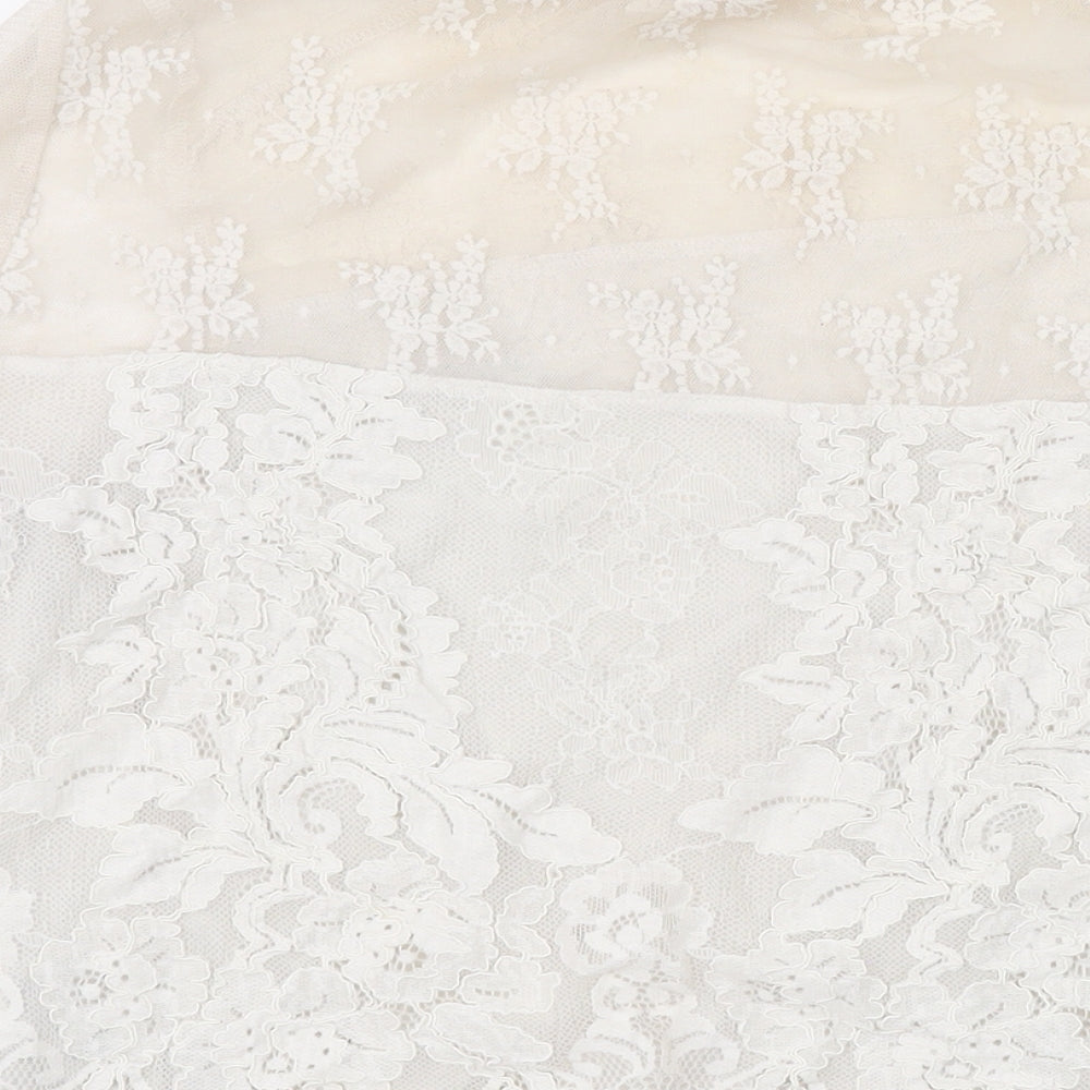 New Look Womens Ivory Geometric Viscose Basic Blouse Size 18 Mock Neck