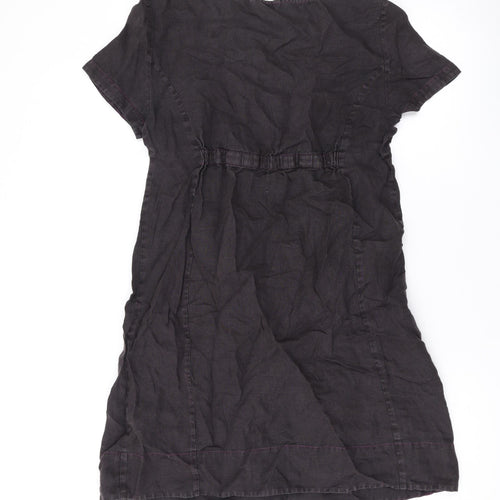 Marks and Spencer Womens Grey Linen T-Shirt Dress Size 12 Scoop Neck Pullover