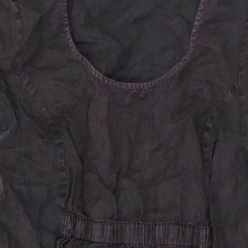 Marks and Spencer Womens Grey Linen T-Shirt Dress Size 12 Scoop Neck Pullover
