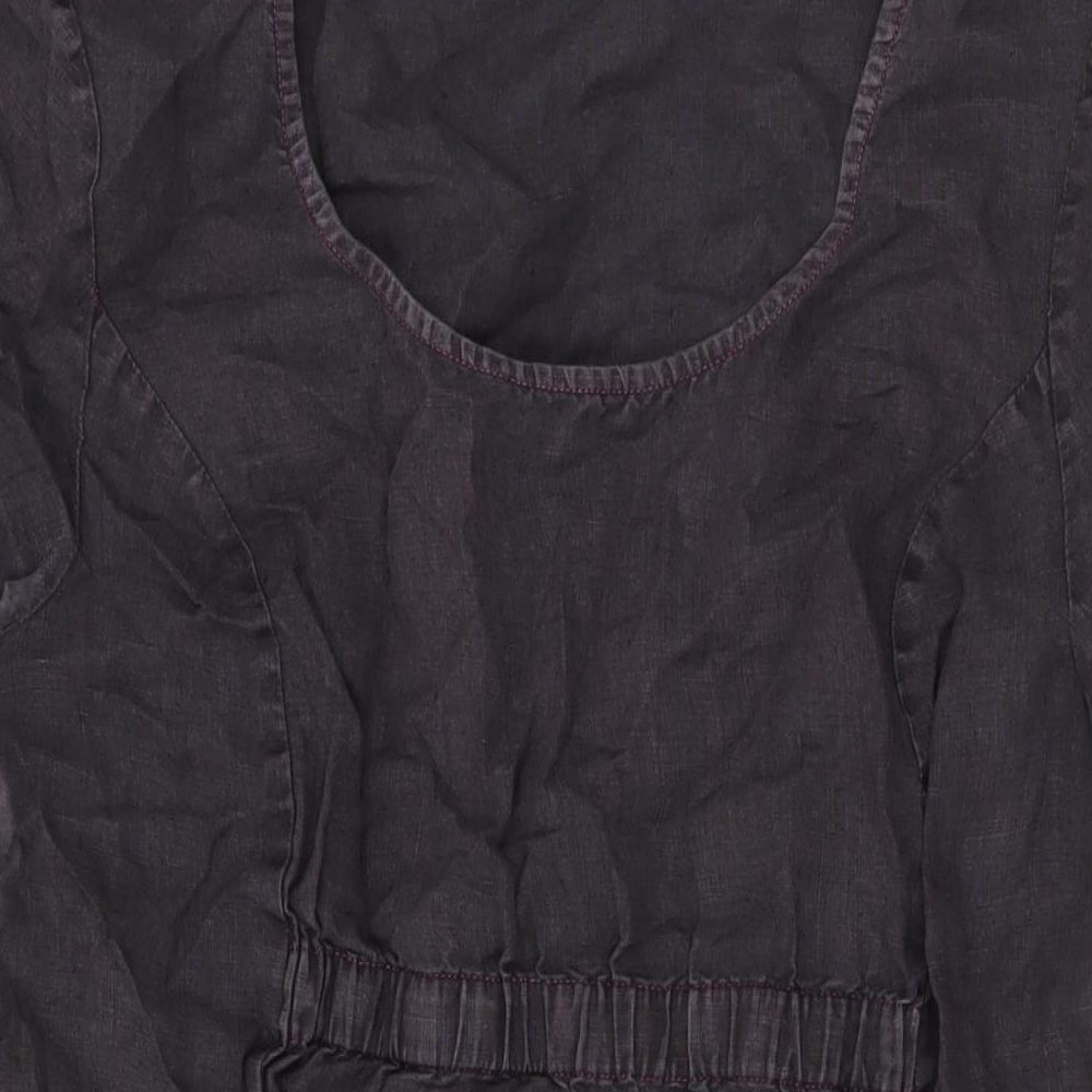 Marks and Spencer Womens Grey Linen T-Shirt Dress Size 12 Scoop Neck Pullover