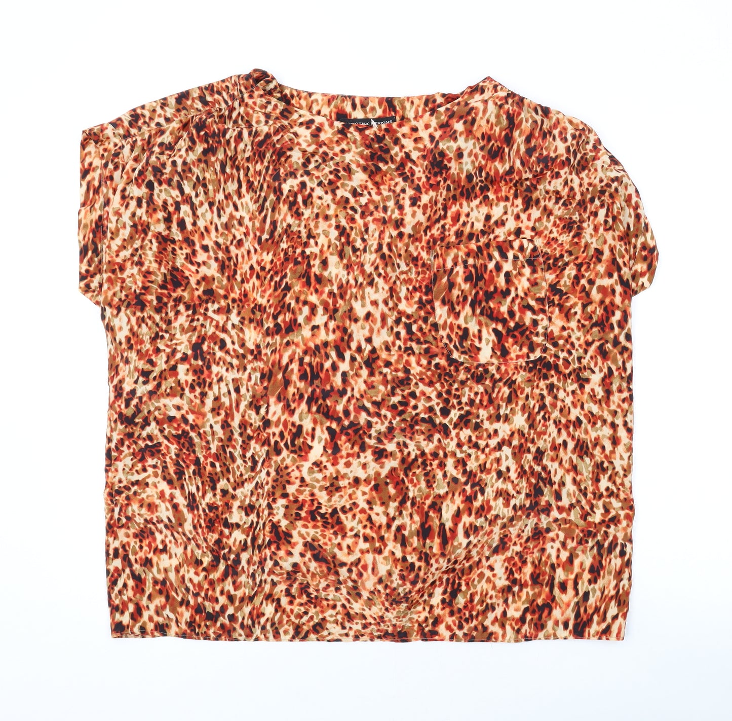 Dorothy Perkins Womens Orange Geometric Polyester Basic T-Shirt Size 16 Round Neck