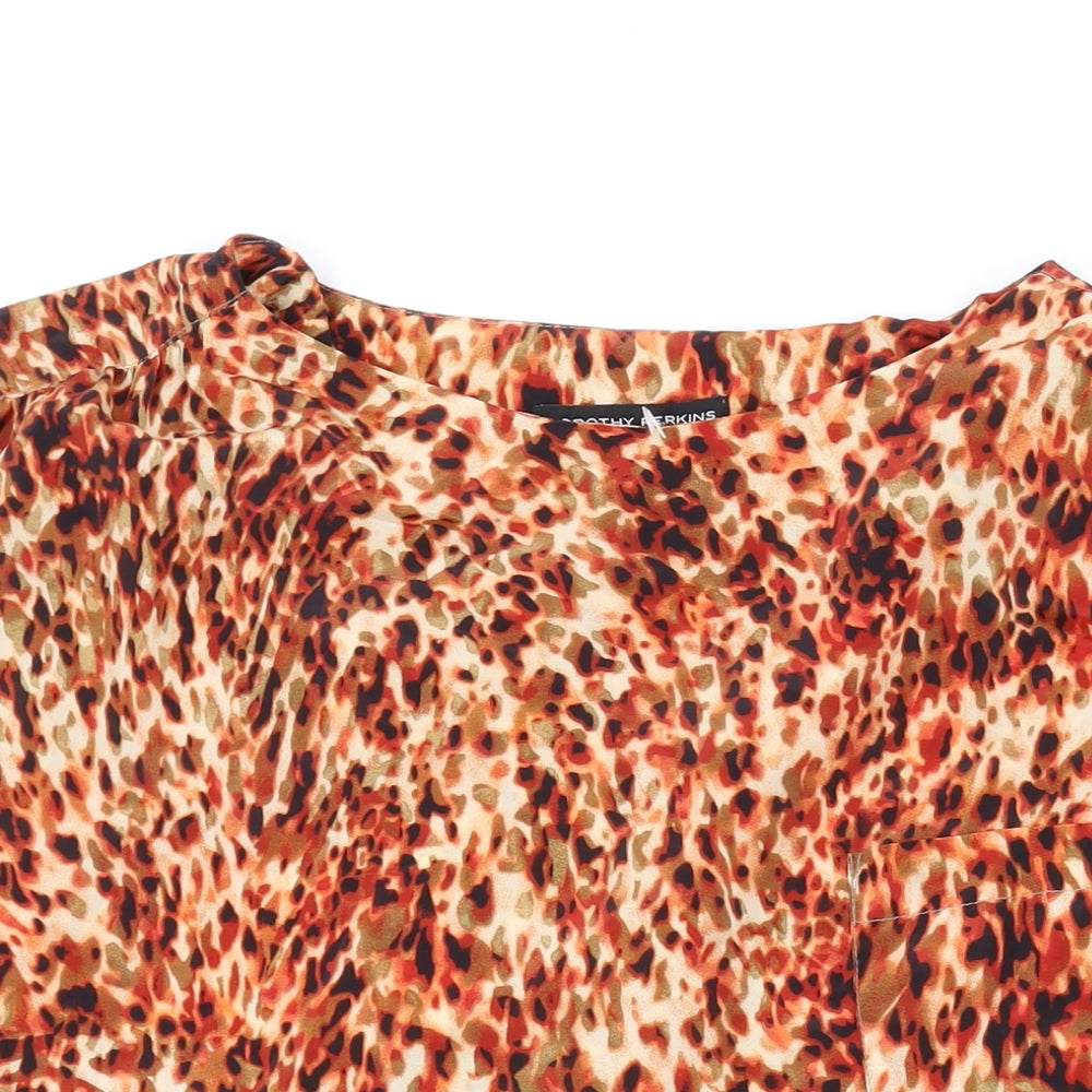 Dorothy Perkins Womens Orange Geometric Polyester Basic T-Shirt Size 16 Round Neck