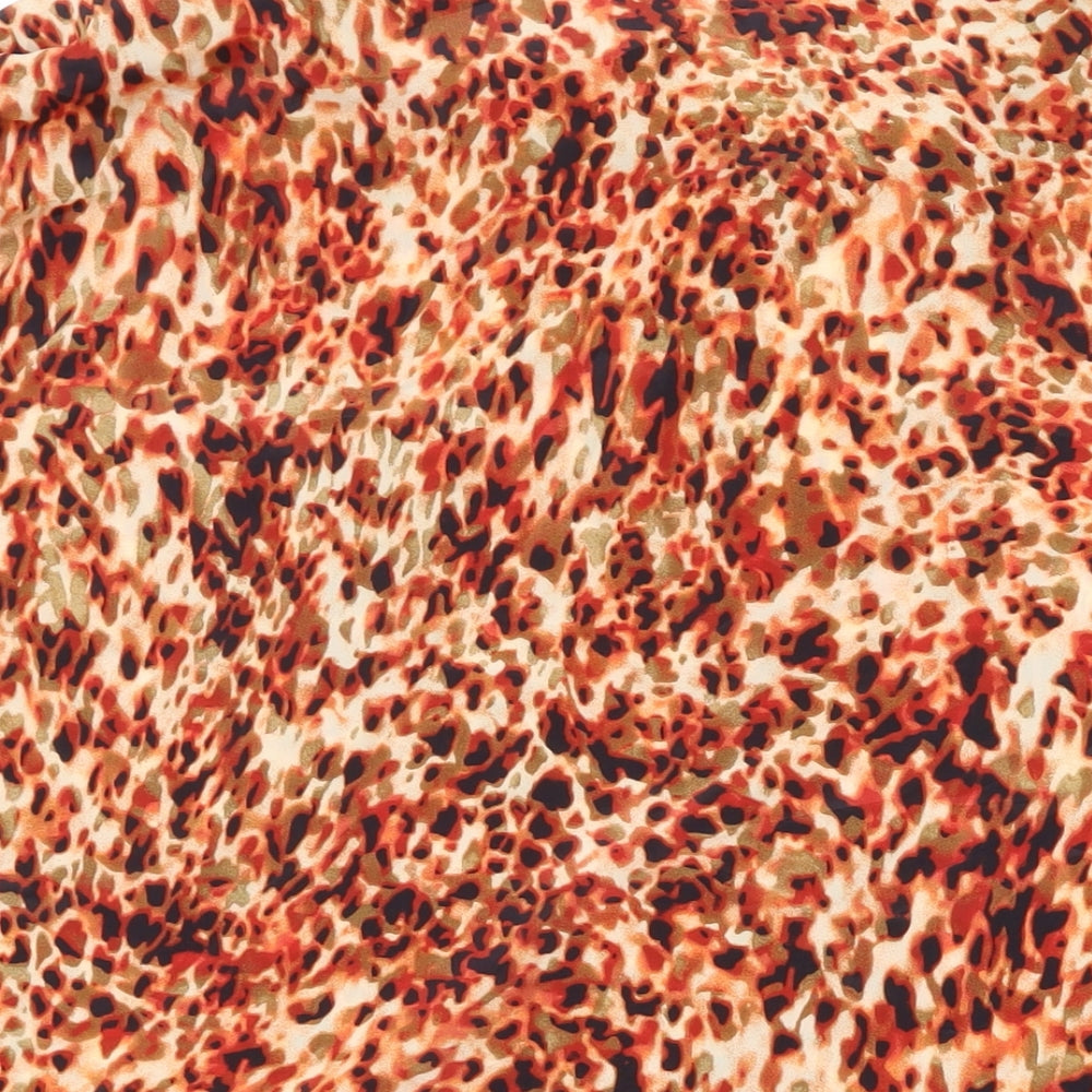 Dorothy Perkins Womens Orange Geometric Polyester Basic T-Shirt Size 16 Round Neck