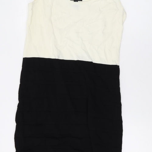 Mango Womens Ivory Polyester Bodycon Size XL Scoop Neck Pullover