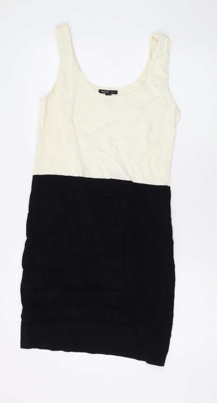 Mango Womens Ivory Polyester Bodycon Size XL Scoop Neck Pullover