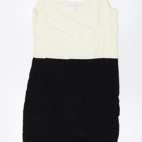 Mango Womens Ivory Polyester Bodycon Size XL Scoop Neck Pullover