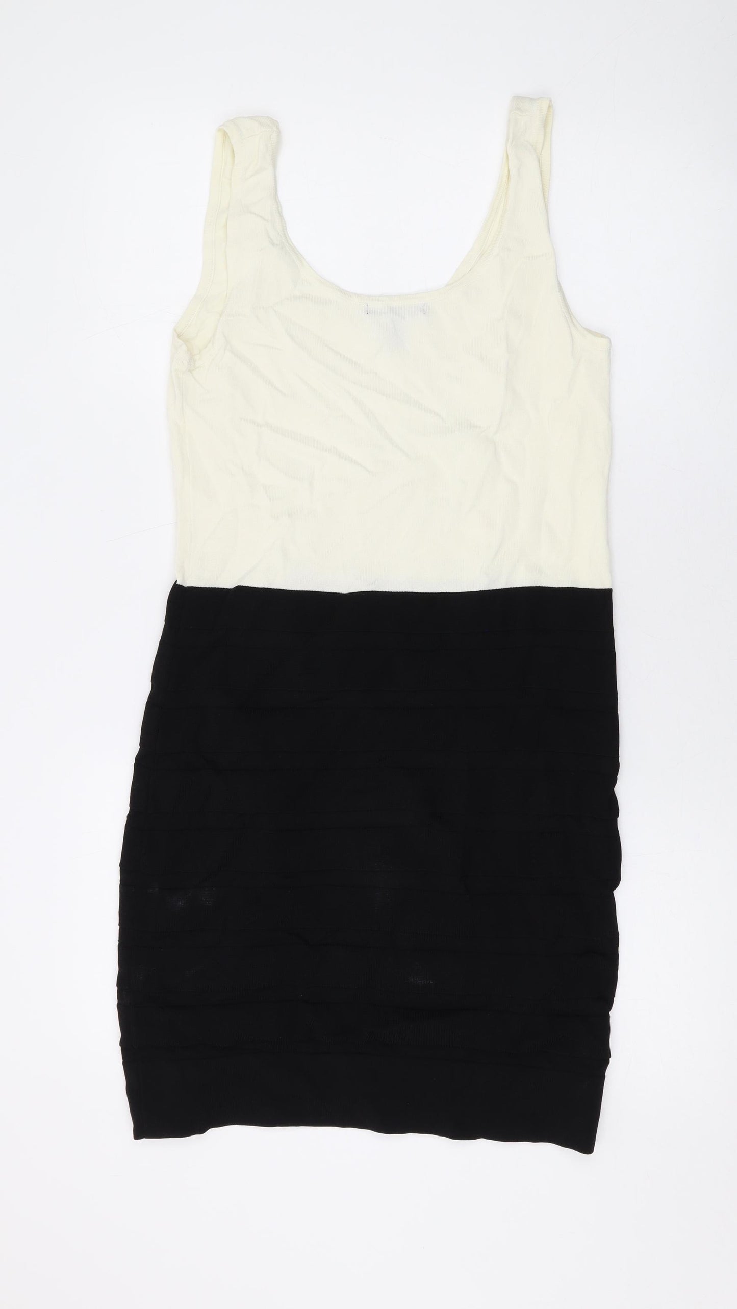 Mango Womens Ivory Polyester Bodycon Size XL Scoop Neck Pullover