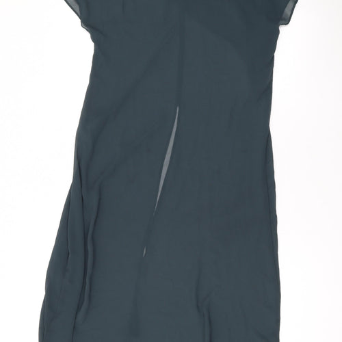 Zara Womens Green Polyester A-Line Size S V-Neck Pullover