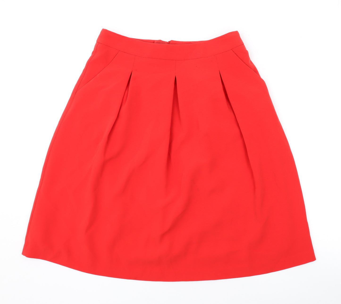 Marks and Spencer Womens Red Polyester Skater Skirt Size 8 Zip