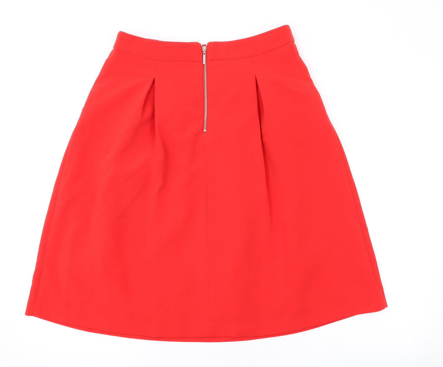 Marks and Spencer Womens Red Polyester Skater Skirt Size 8 Zip