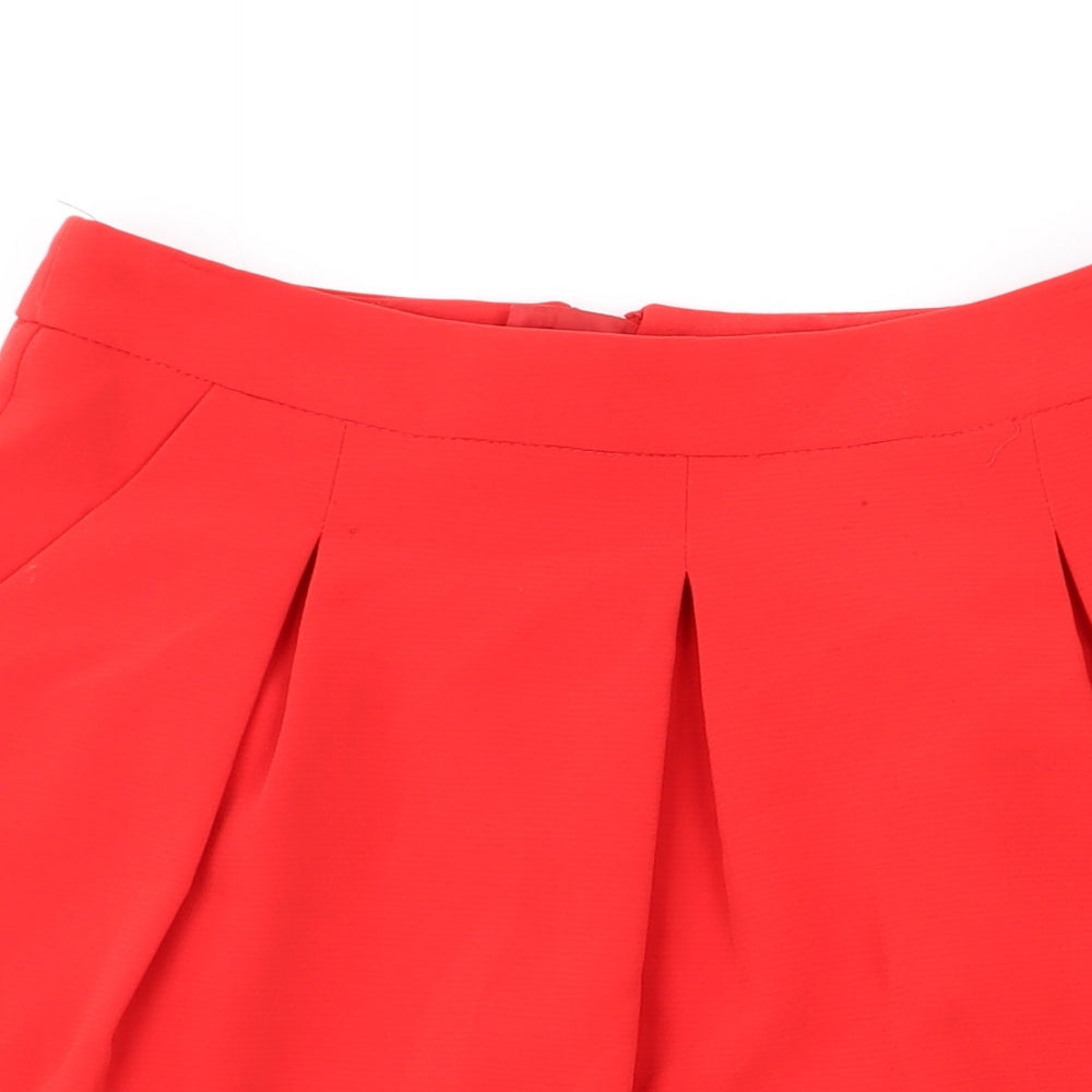 Marks and Spencer Womens Red Polyester Skater Skirt Size 8 Zip
