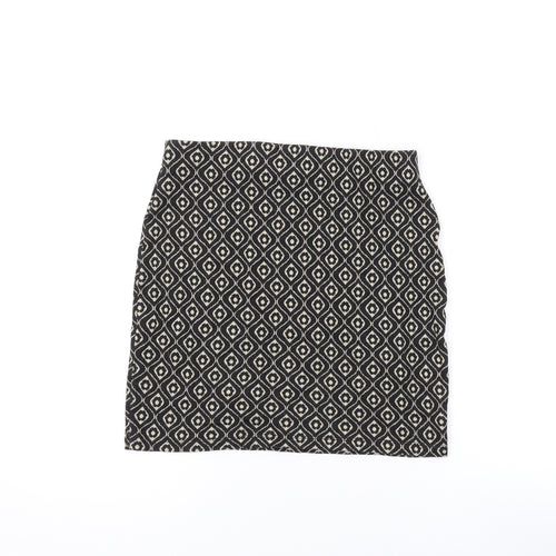 New Look Womens Black Geometric Polyester Mini Skirt Size 10