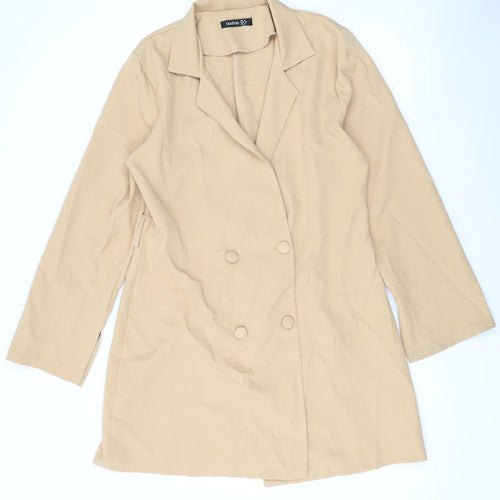 Boohoo Womens Beige Polyester Jacket Dress Size 16 Collared Button